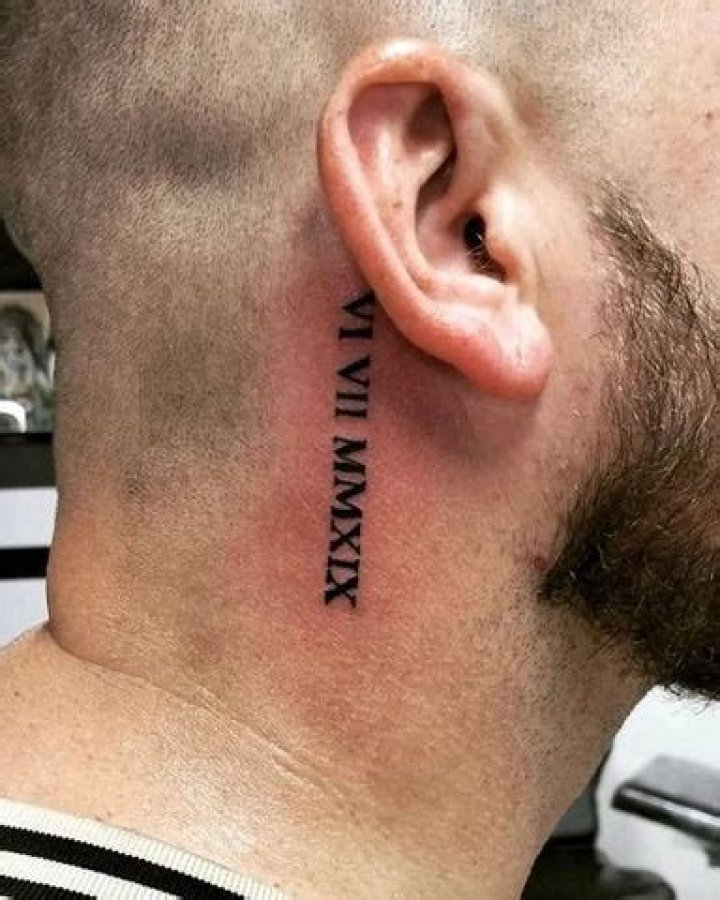 Behind The Ear Tattoos Men Roman Numerals